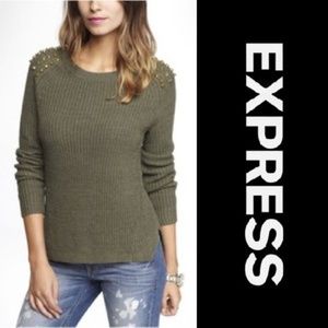 EXPRESS NWT Olive Green Studded Sweater (Size M)